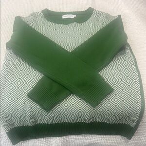 OXKNITSTORE Green and White Sweater